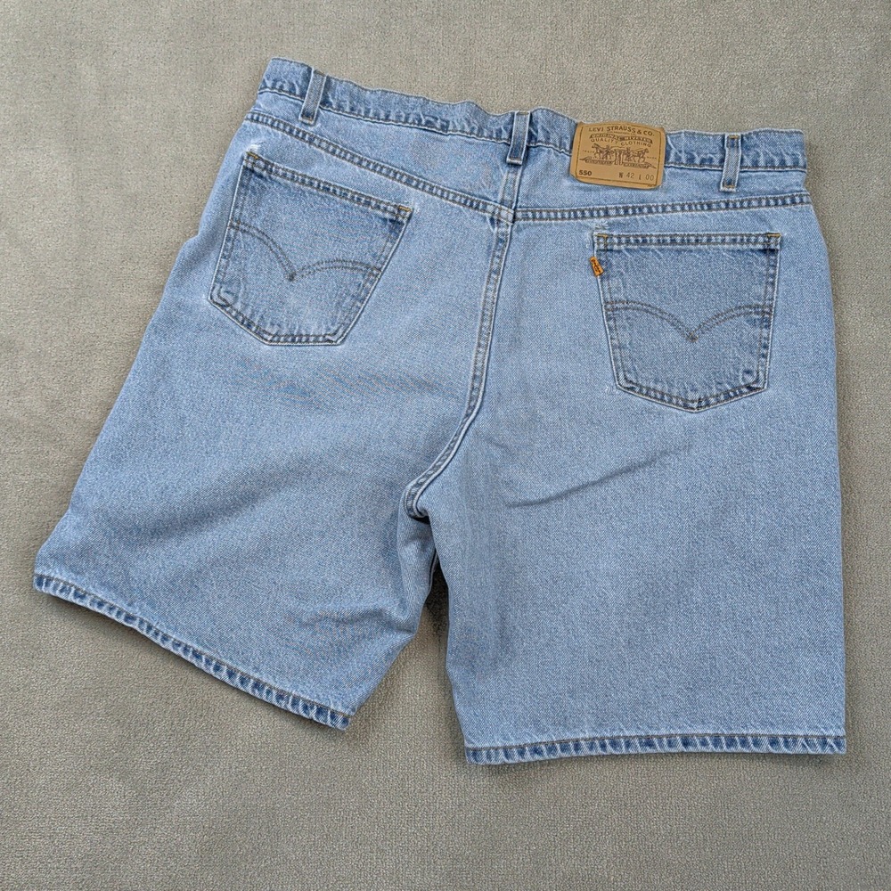 Levi's 550 Size 42 Mens Vintage 90s Orange Tab Light Wash Relaxed Denim Shorts